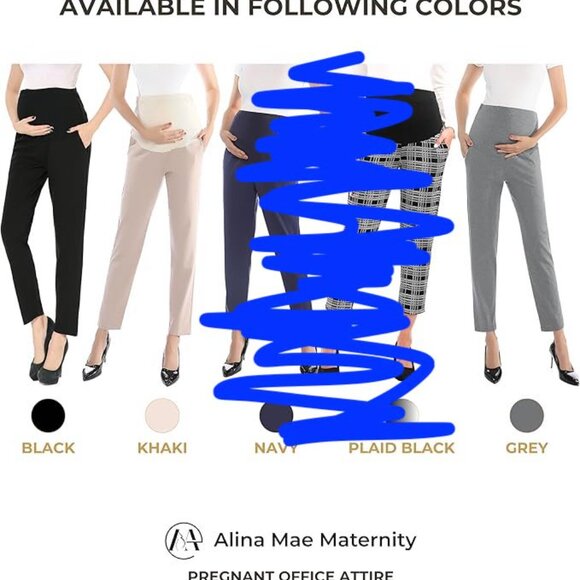 Black Maternity Trouser Pants - Over-the-belly with stretch - ankle length - Picture 12 of 14